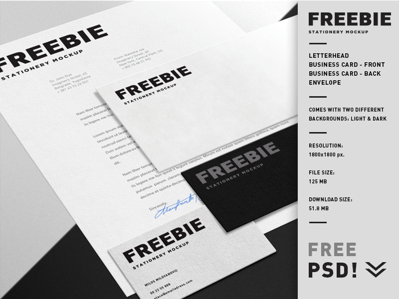 Free PSD Stationery Mockup Free PSD Stationery Mockup
