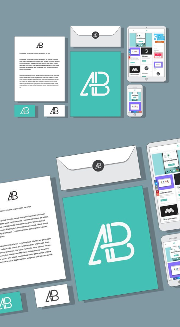 Flat 2D Branding & Identity Mockup Flat 2D Branding & Identity Mockup