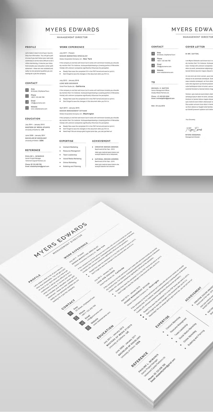 Clean Minimal Cv Resume Template