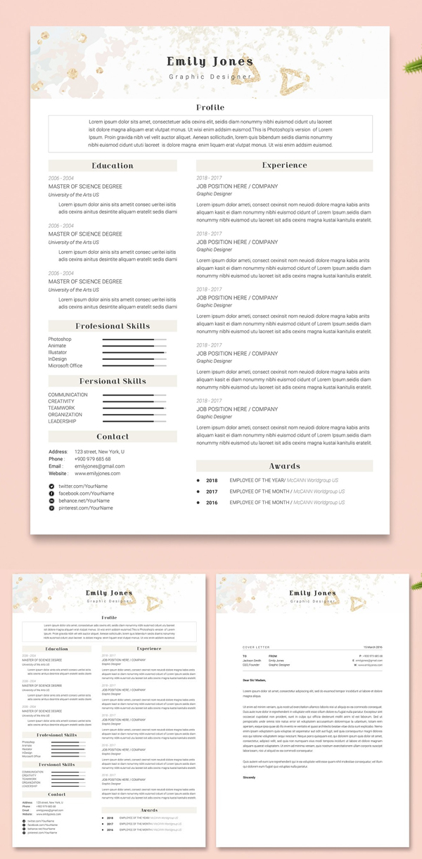 Water Color CV-Resume Tempalate