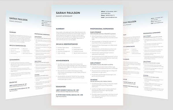Flight Attendant Resume Template