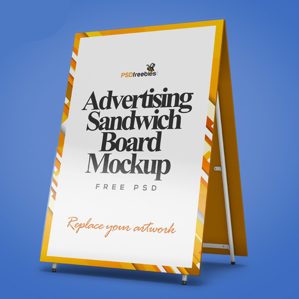 Free Advertising Sandwich Board Mockup PSD Free Advertising Sandwich Board Mockup PSD