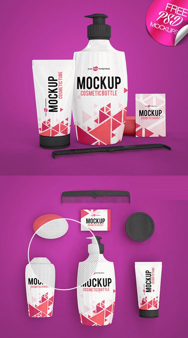 Free Cosmetic Bottles Mock-ups PSD Free Cosmetic Bottles Mock-ups PSD