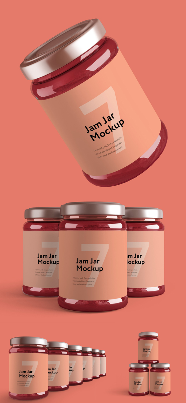 Free Jam Jar Bottle Mockup PSD ( 7 PSD FILES ) Free Jam Jar Bottle Mockup PSD ( 7 PSD FILES )