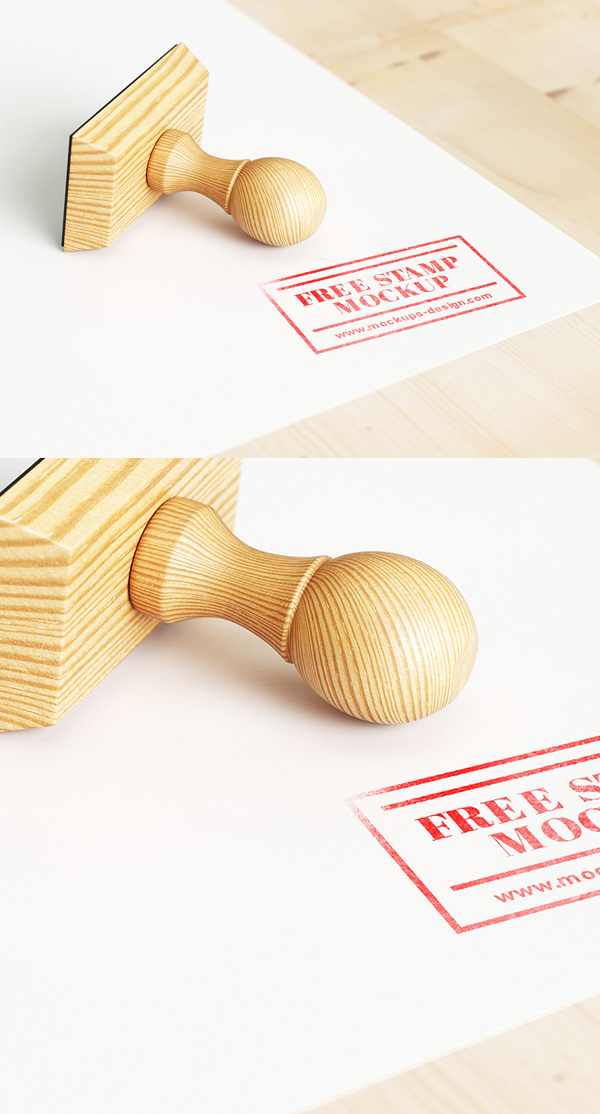 Free Realistic Wood Stamp Mockup PSD Free Realistic Wood Stamp Mockup PSD