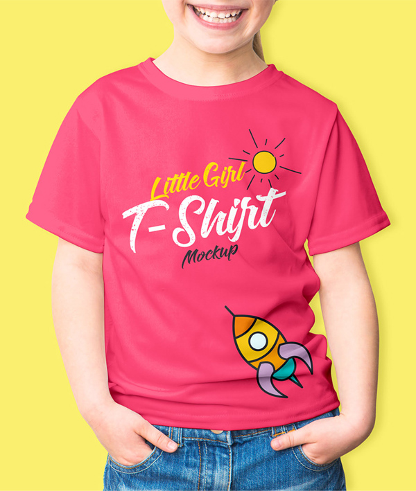 Free Little Girl T-Shirt Mockup PSD Free Little Girl T-Shirt Mockup PSD