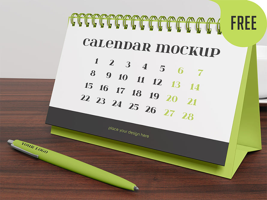 Free Desk Calendar Mockup