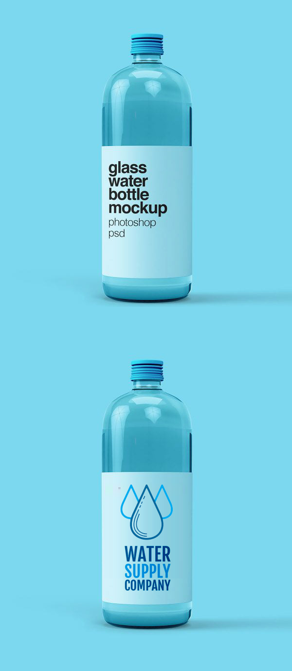 Free Glass Water Bottle Mockup Template Free Glass Water Bottle Mockup Template