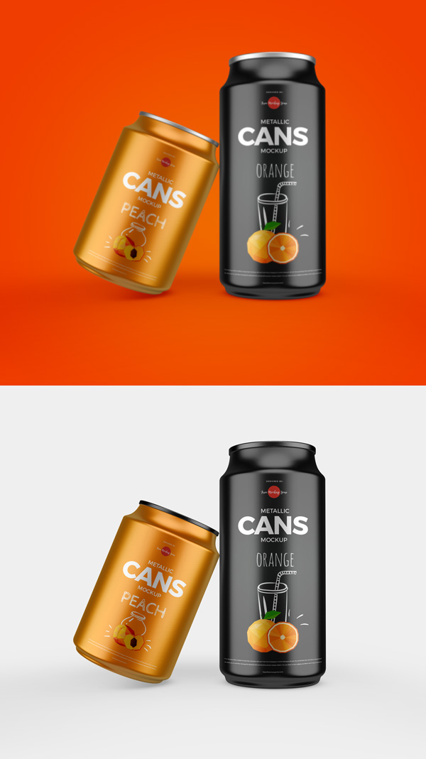 Free Metallic Cans Mockup PSD Free Metallic Cans Mockup PSD