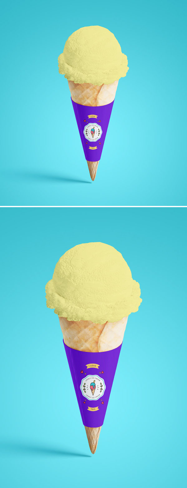 Free Brand Ice Cream Cone Mockup PSD Free Brand Ice Cream Cone Mockup PSD