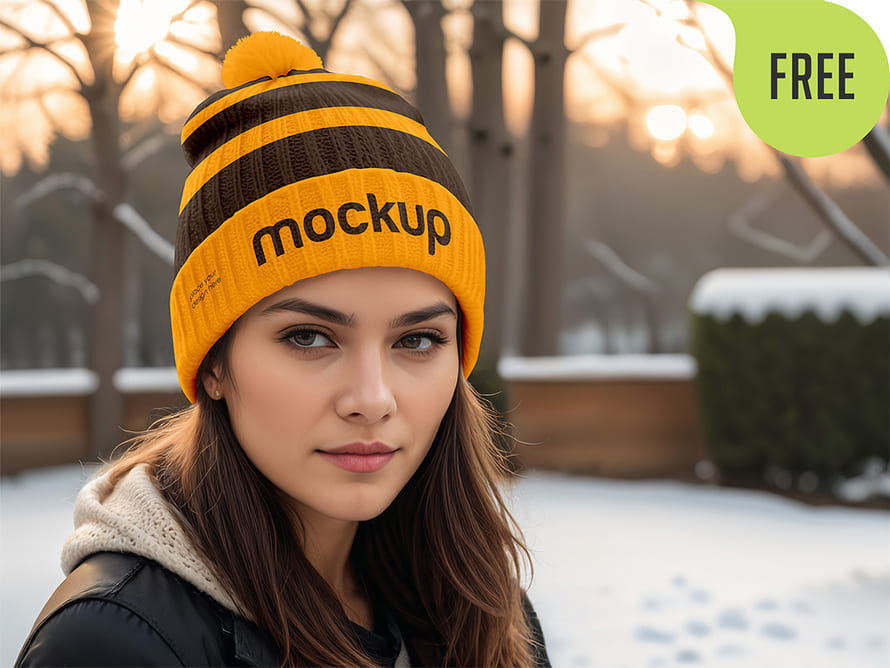 Free Winter Hat Mockup
