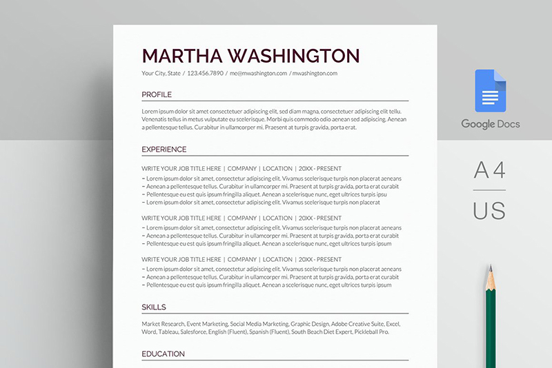 Clean Google Docs Resume Template