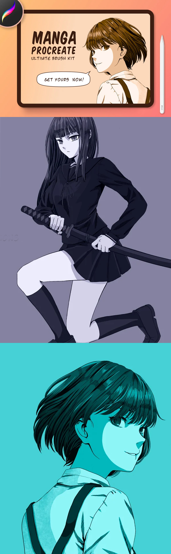 Manga Procreate Brushes & Anime Pens