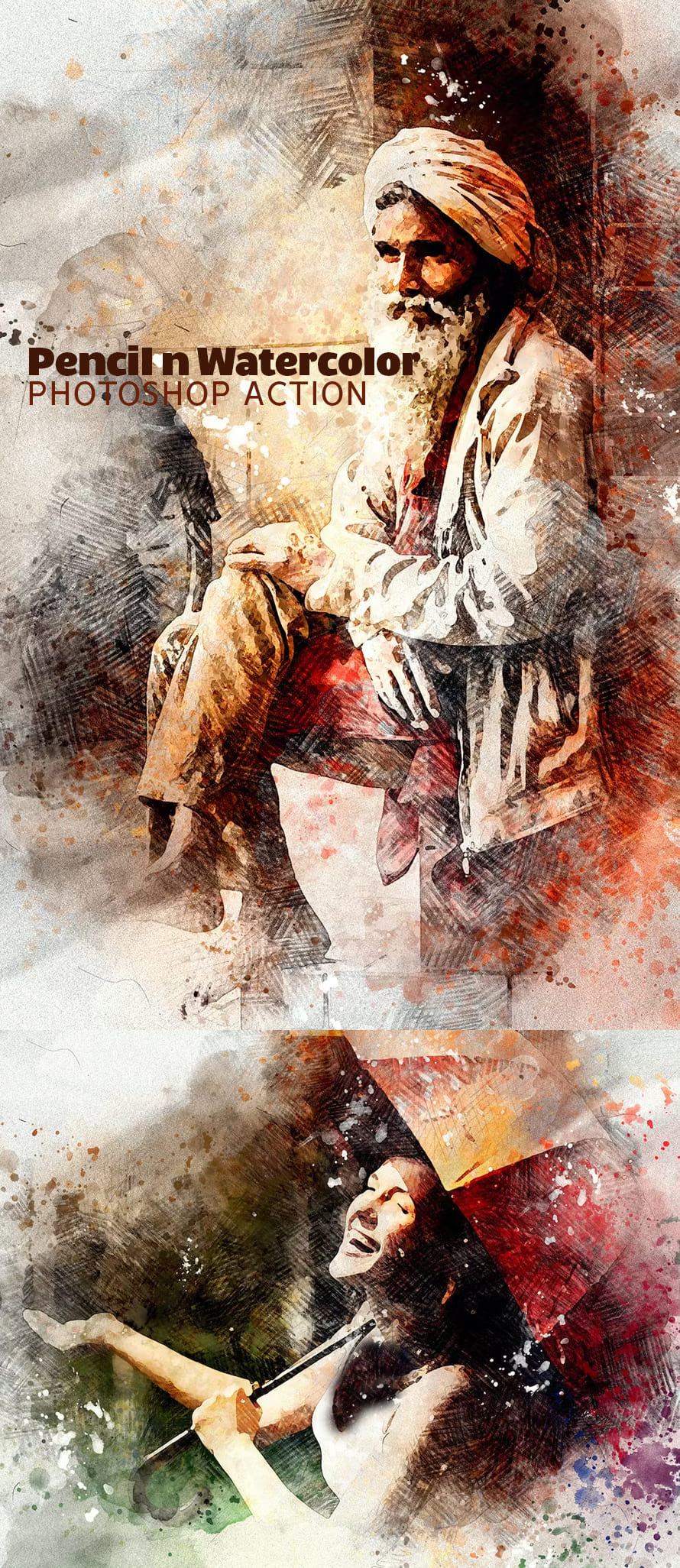 Pencil N Watercolor Photoshop Action