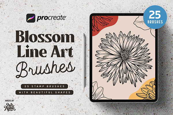 Procreate Blossom Line Art Brushes
