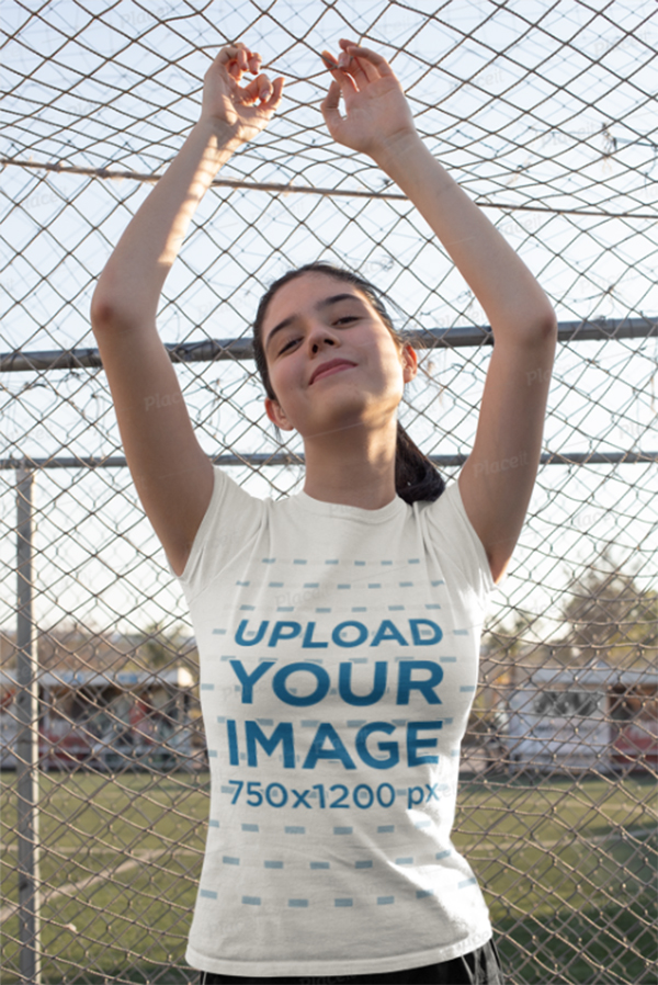 T-Shirt Mockup of A Girl Smiling