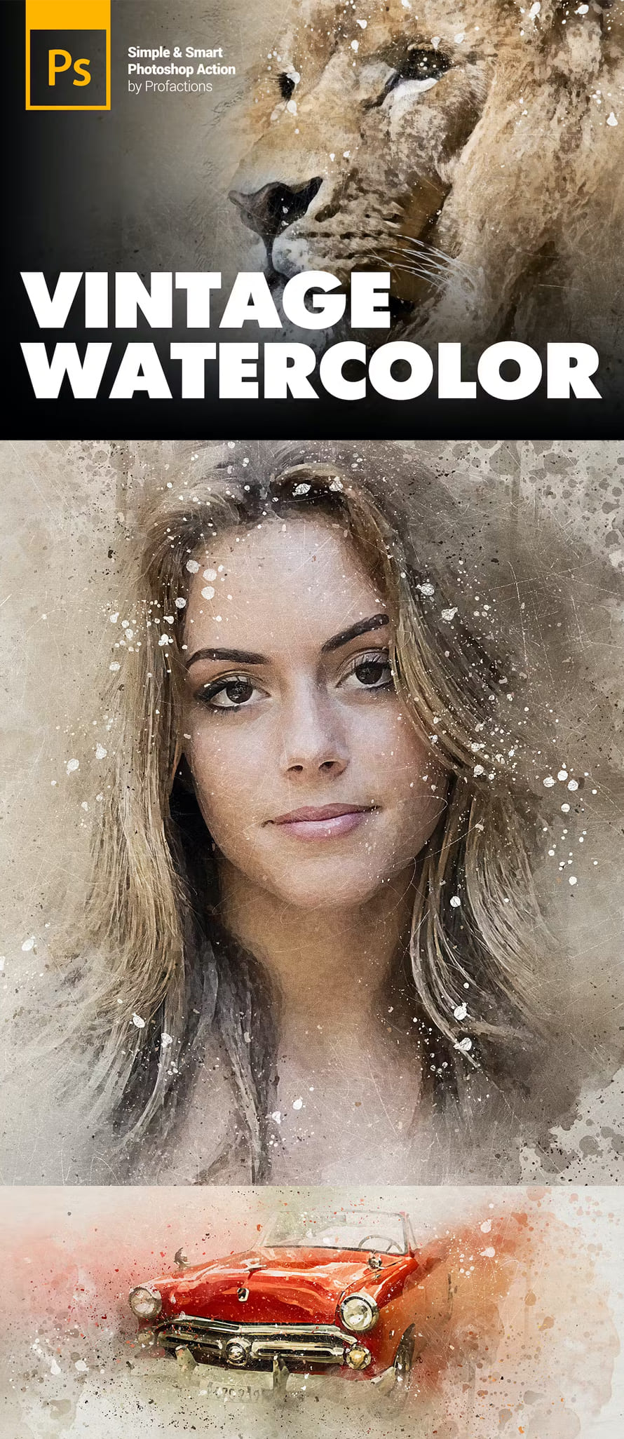Vintage Watercolor Photoshop Action